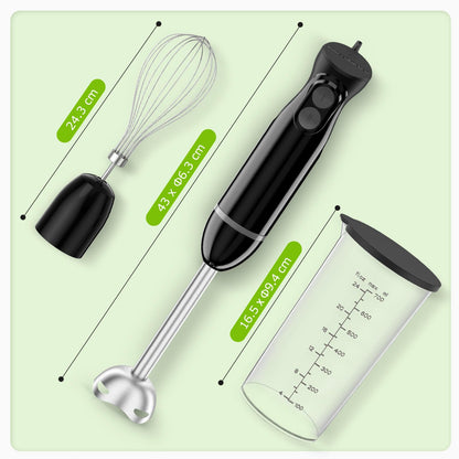 3-in-1 Stabmixer 1000W – Pürierstab mit Becher & Schneebesen, 2 Stufen, Schwarz